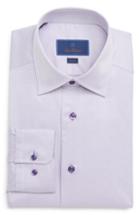 Men's David Donahue Slim Fit Dot Dress Shirt .5 - 32/33 - Purple