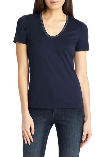 Women's Lafayette 148 New York Grace Chain Trim Top - Blue