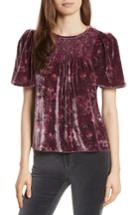 Women's Rebecca Taylor Jewel Paisley Smocked Velvet Top - Red