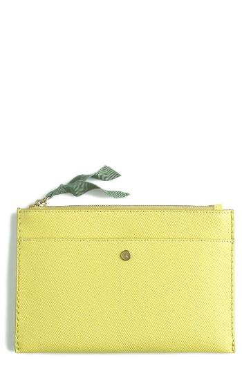 J.crew Medium Leather Zip Top Pouch - Yellow
