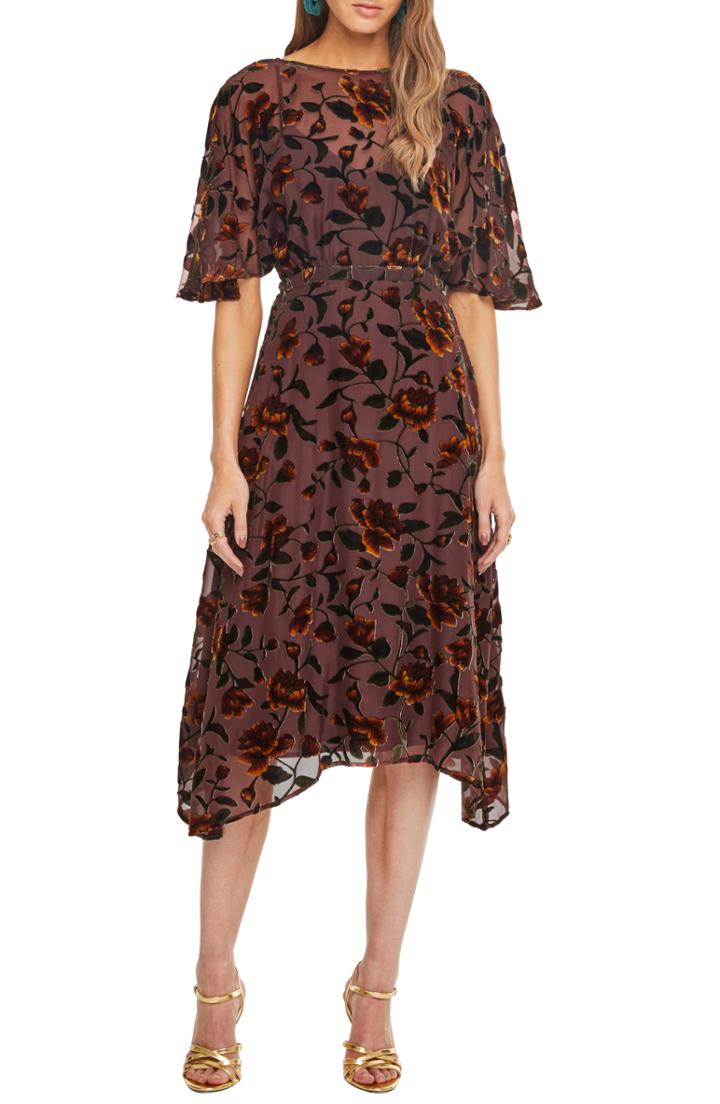 Women's Astr The Label Sadie Floral Burnout Dress - Brown