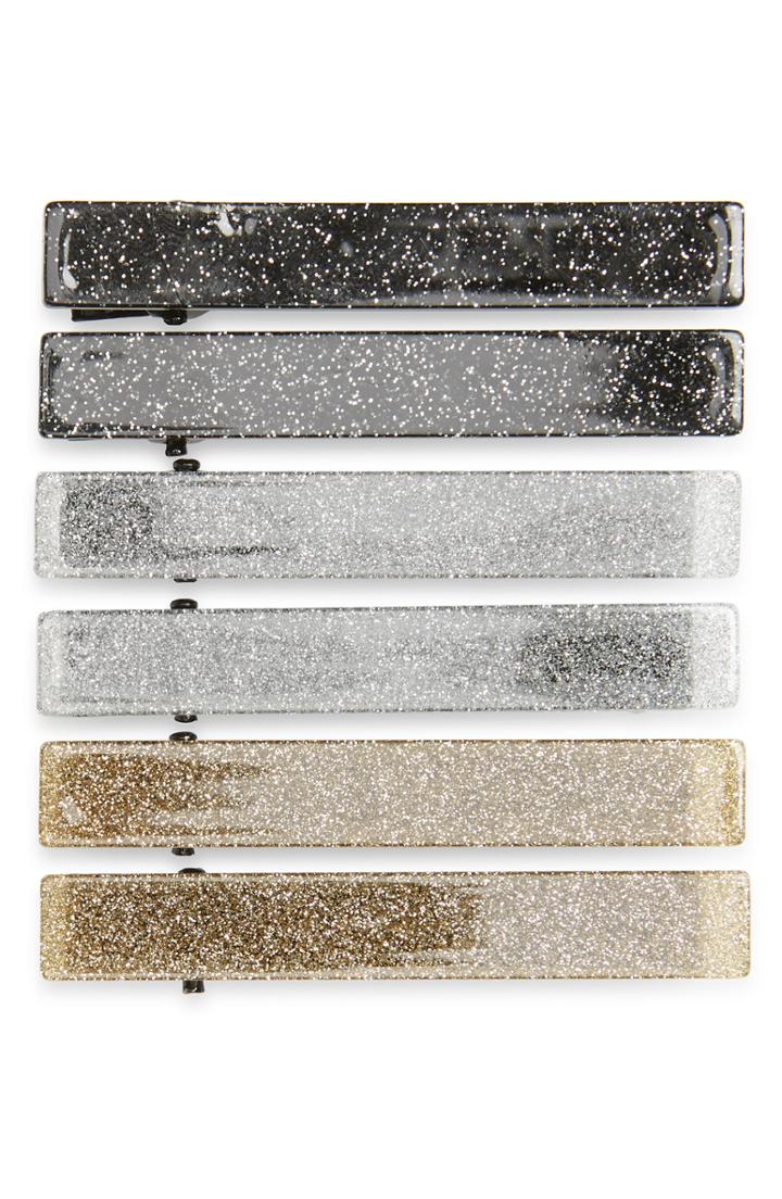 Tasha Set Of 6 Hair Clips, Size - Metallic