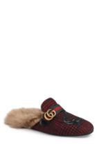 Men's Gucci Princetown Double G Loafer Mule With Genuine Shearling Us / 7uk - Red