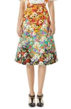 Women's Gucci Floral Print Cady A-line Skirt Us / 38 It - Yellow