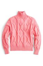 Women's J.crew Collection Cable Mock Neck Sweater, Size - Pink