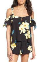 Women's Bp. Tie Sleeve Cold Shoulder Top, Size - Black