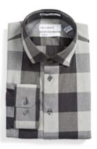 Men's Calibrate Trim Fit Non-iron Stretch Check Dress Shirt .5 - 32/33 - Black