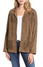 Women's Ag The Greta Fringe Suede Jacket - Beige