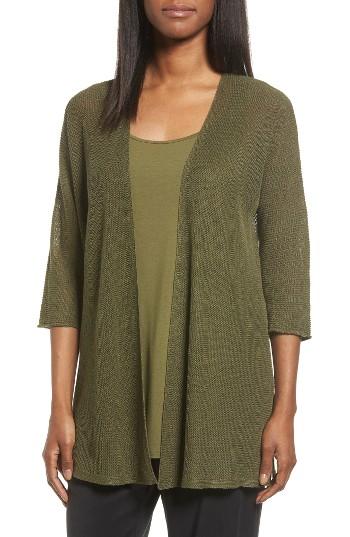 Women's Eileen Fisher Organic Linen Kimono Cardigan, Size - Green