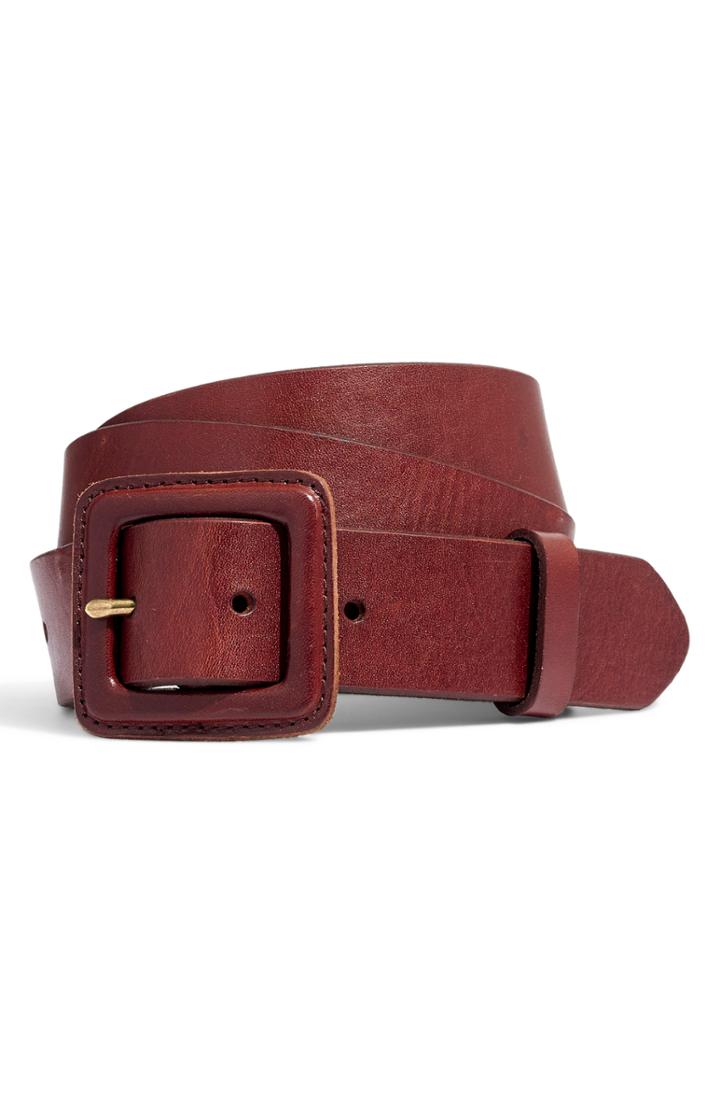 Women's Madewell Leather Covered Buckle Belt - Rich Brown