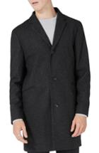 Men's Topman Textured Overcoat - Grey