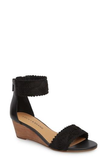 Women's Lucky Brand Joshelle Wedge Sandal .5 M - Black