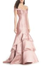 Women's Xscape Off The Shoulder Ruffle Hem Mermaid Gown - Pink