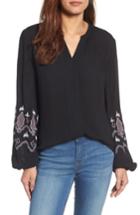 Women's Caslon Embroidered Sleeve Top