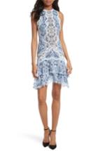 Women's Jonathan Simkhai Two-tone Lace Ruffle Hem Minidress