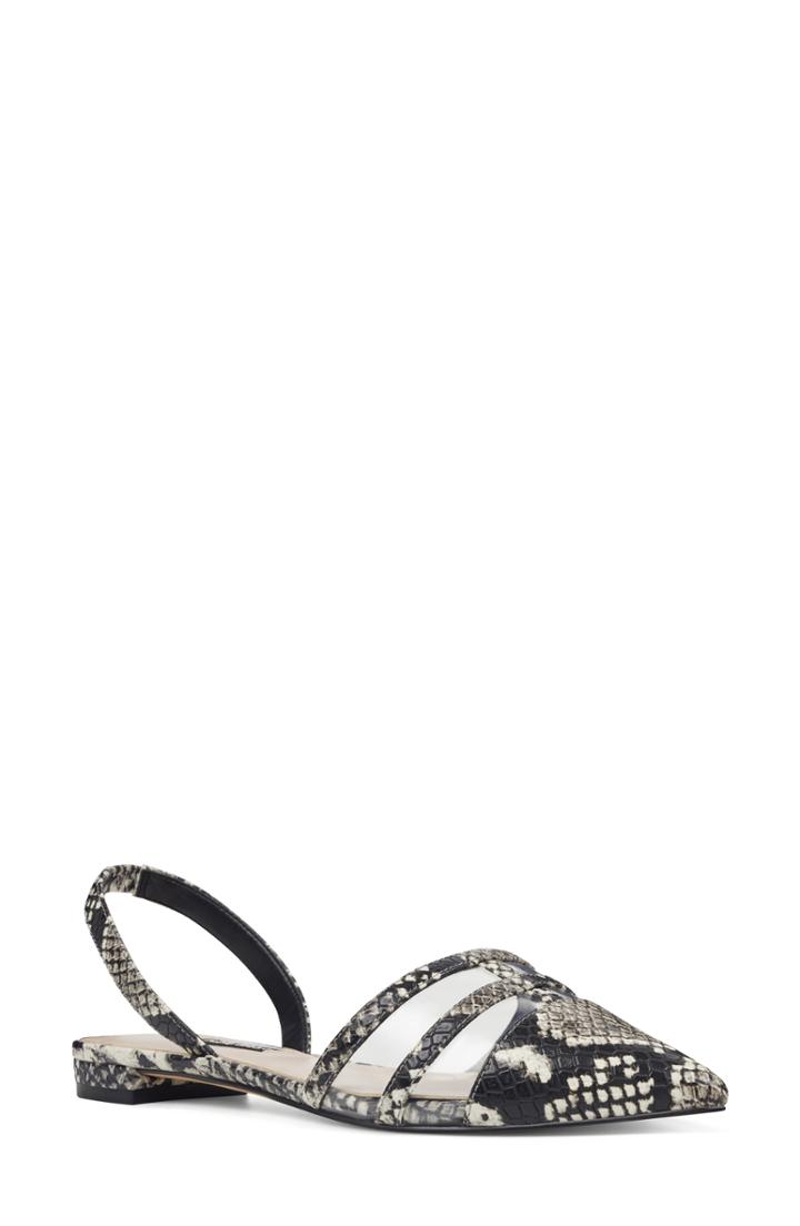 Women's Nine West Pointy Toe Flat .5 M - White