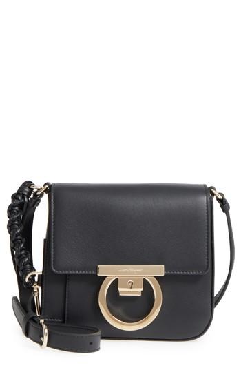 Salvatore Ferragamo Gancio Lock Leather Crossbody Bag - Black