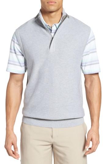 Men's Bobby Jones Pique Jersey Quarter Zip Golf Vest, Size - Grey