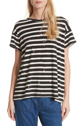 Women's The Great. The Boxy Crew Embroidered Dot Tee - Black
