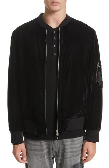 Men's Ovadia & Sons Os-1 Reversible Velvet Bomber Jacket - Black