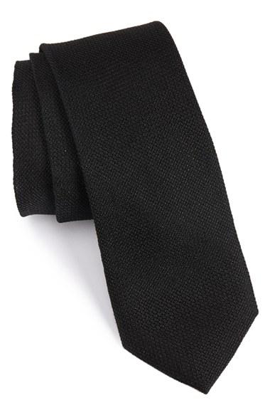 Men's Nordstrom Men's Shop 'grenadine Solid' Silk Tie, Size - Black