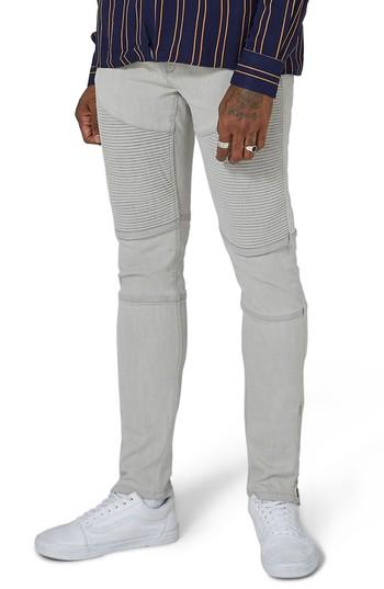 Men's Topman Stretch Skinny Biker Jeans 32 - Grey