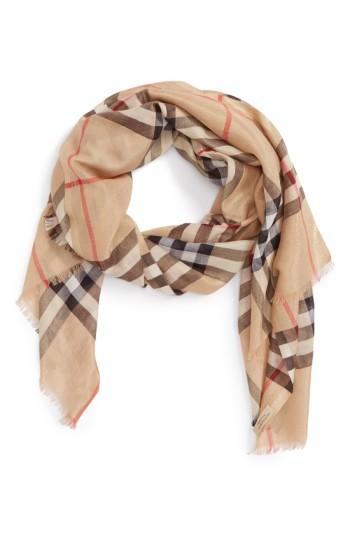 Women's Burberry Giant Check Scarf, Size - Beige
