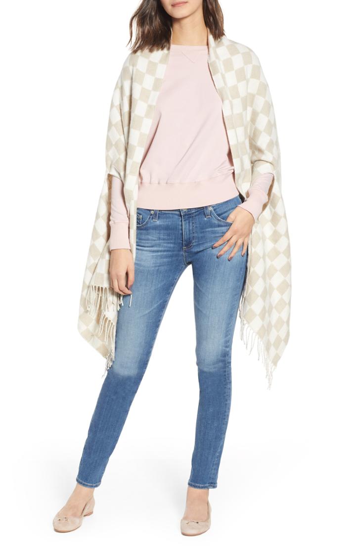Women's Madewell Checkerboard Cape Scarf, Size - Grey