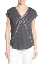 Women's Caslon Lace Trim V-neck Top