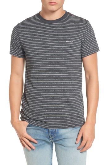 Men's Rvca Chevron Stripe T-shirt, Size - Black