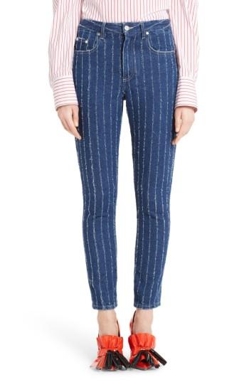 Women's Msgm Stripe High Waist Jeans Us / 40 It - Blue