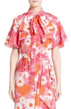 Women's Michael Kors Floral Silk Bow Neck Blouse