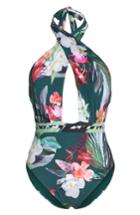 Women's La Blanca Jungle Wrap Front One-piece Swimsuit - Green