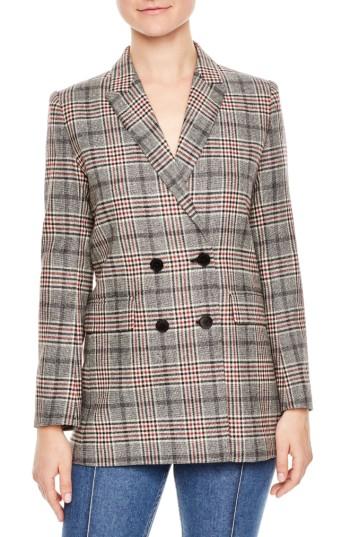 Women's Sandro Plaid Wool Blend Jacket - Grey