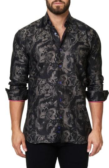 Men's Maceoo Luxor Animal Head Trim Fit Sport Shirt (s) - Black