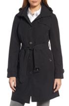Women's Michael Michael Kors Packable Trench Coat With Hood - Black