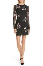 Women's Cinq A Sept Anna Sheer Sleeve Embroidered Sheath Dress - Black