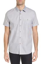 Men's Ted Baker London Wonky Trim Fit Oxford Sport Shirt (m) - White