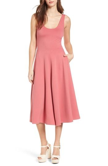 Women's Leith Stretch Knit Midi Dress, Size - Red