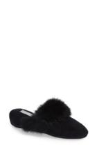 Women's Patricia Green Josephine Genuine Rabbit Fur & Faux Fur Trim Slipper M - Black