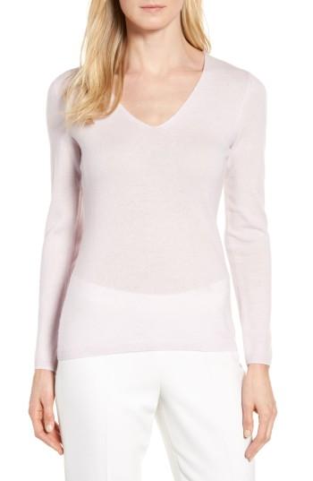 Women's Nordstrom Signature Cashmere V-neck Sweater - Purple