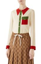 Women's Gucci Trompe L'oeil Silk Shirt Us / 38 It - Ivory