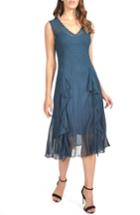 Women's Komarov Ruffle Midi Dress & Shawl - Blue