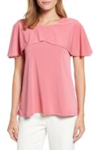 Women's Chaus Ruffle Neck Crepe Knit Top - Coral