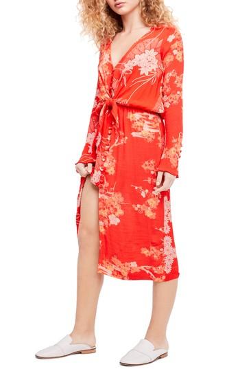Women's Free People Twist Midi Dress - Red