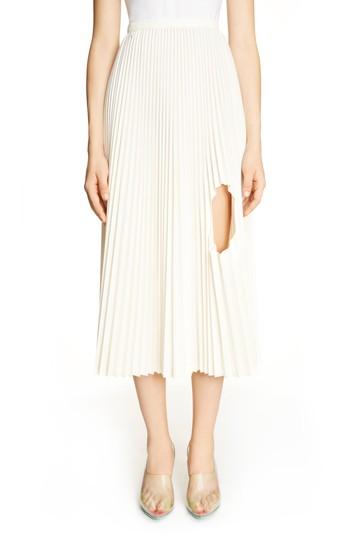 Women's Toga Pleated Keyhole Skirt Us / 34 Fr - White