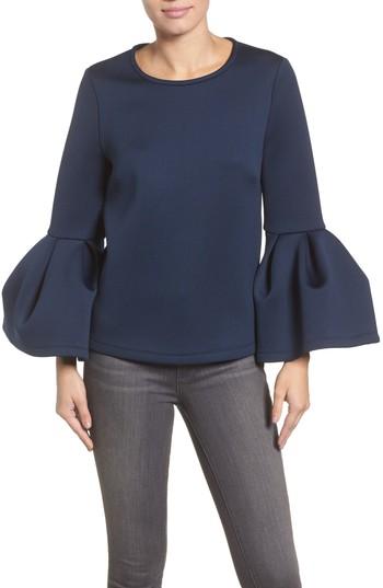 Women's Pleione Neoprene Drama Sleeve Top, Size - Blue