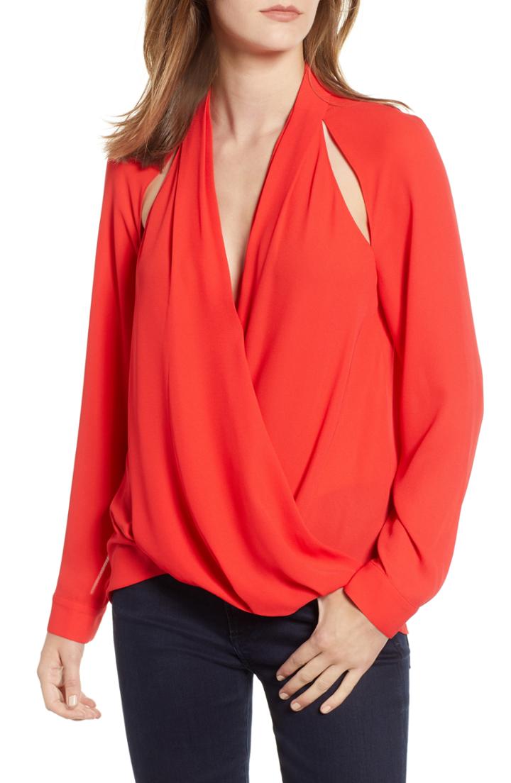 Women's Chelsea28 Cutout Surplice Top, Size - Red