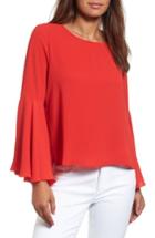 Petite Women's Vince Camuto Bell Sleeve Blouse P - Red