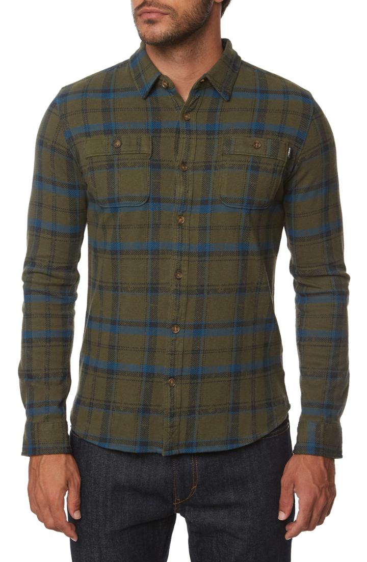 Men's O'neill Fisher Plaid Knit Shirt - Green